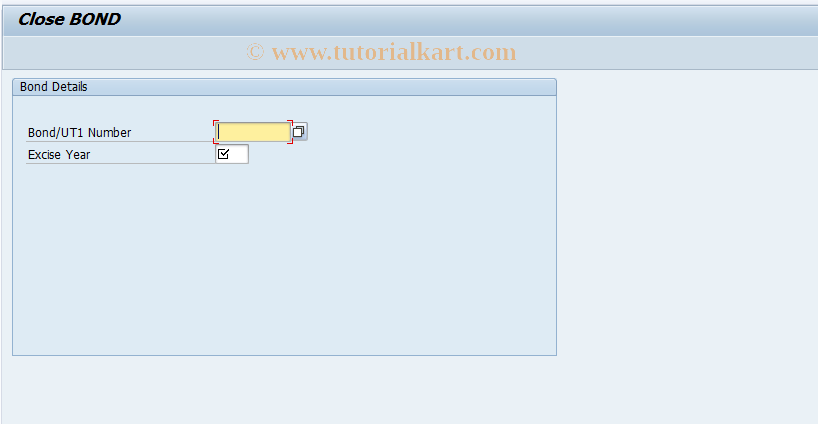 SAP TCode J1IBN05 - Close Excise Bond