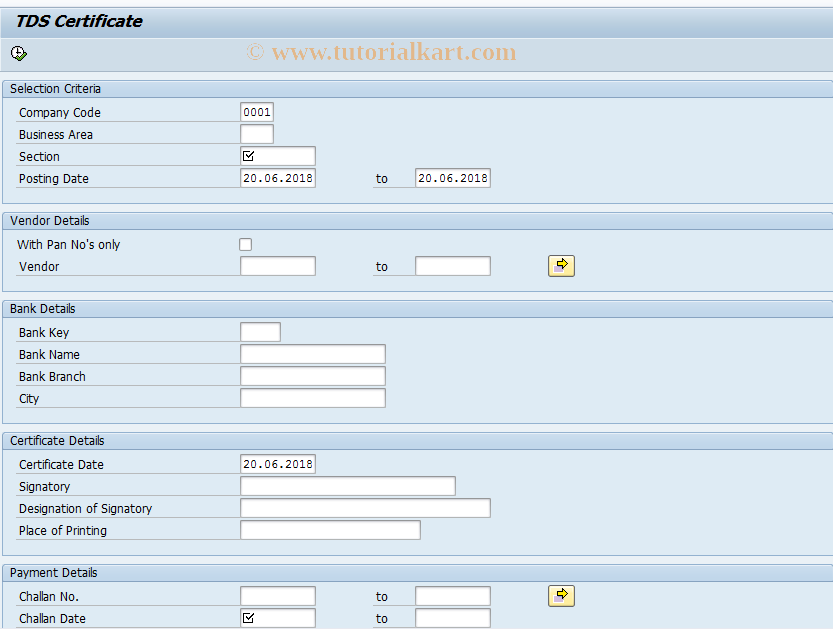 SAP TCode J1ICCERT - Certificate Print -Regular Vendors