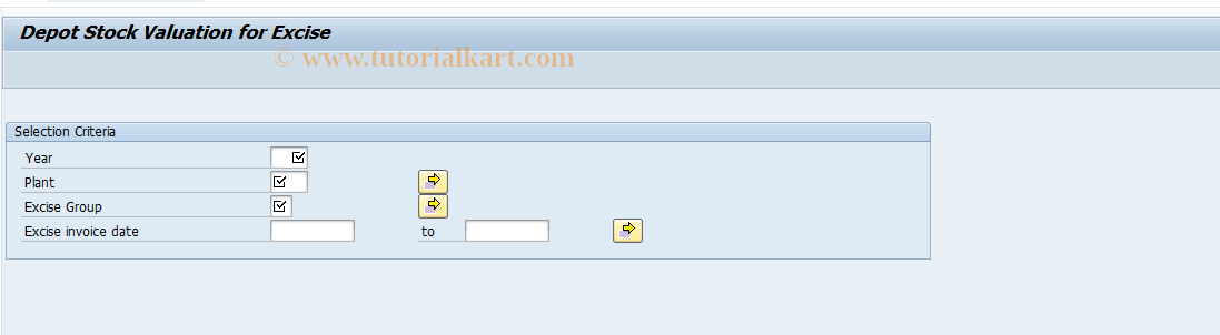 SAP TCode J1IDEPOT_VAL - Depot Balance stock duty