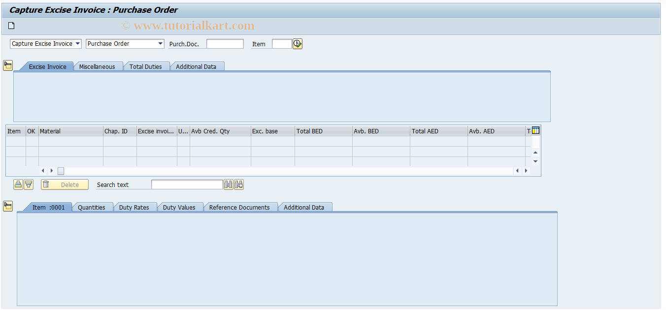 SAP TCode J1IEX_BO - Outgoing Excise Invoices for Exports