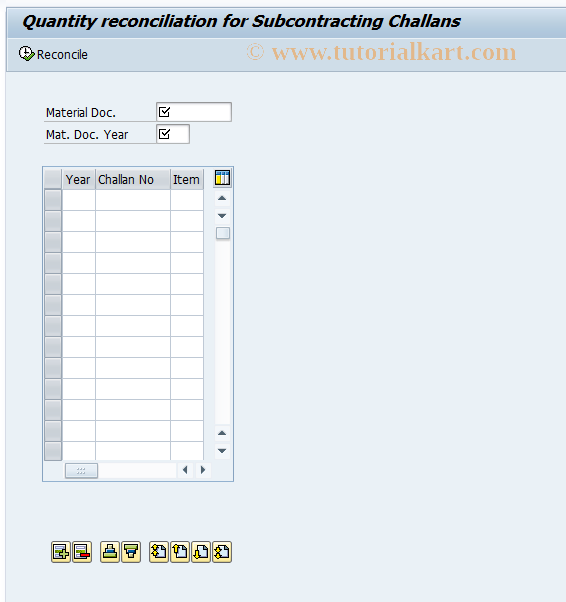 SAP TCode J1IFQ - Challan : Reconcile Quantity