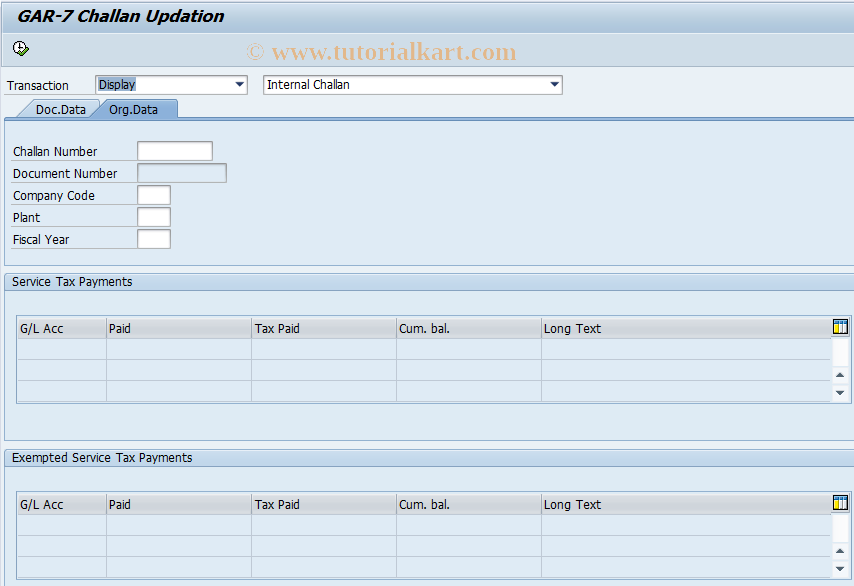 SAP TCode J1IGAR7 - Capture -  GAR7 Information