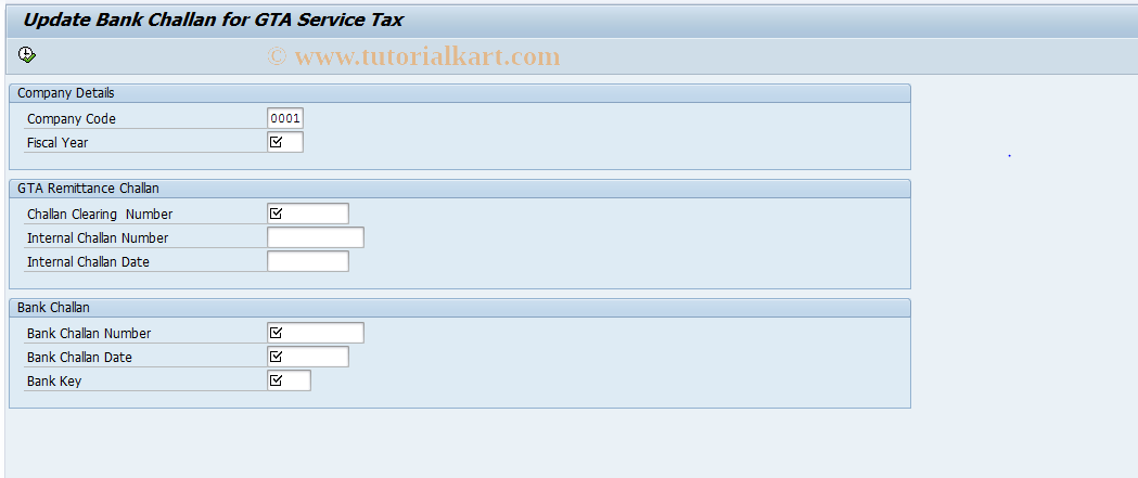 SAP TCode J1IGTABANK - GTA Bank Update