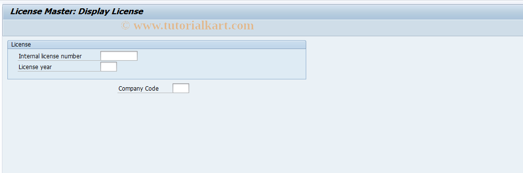 SAP TCode J1ILIC03 - License : Display