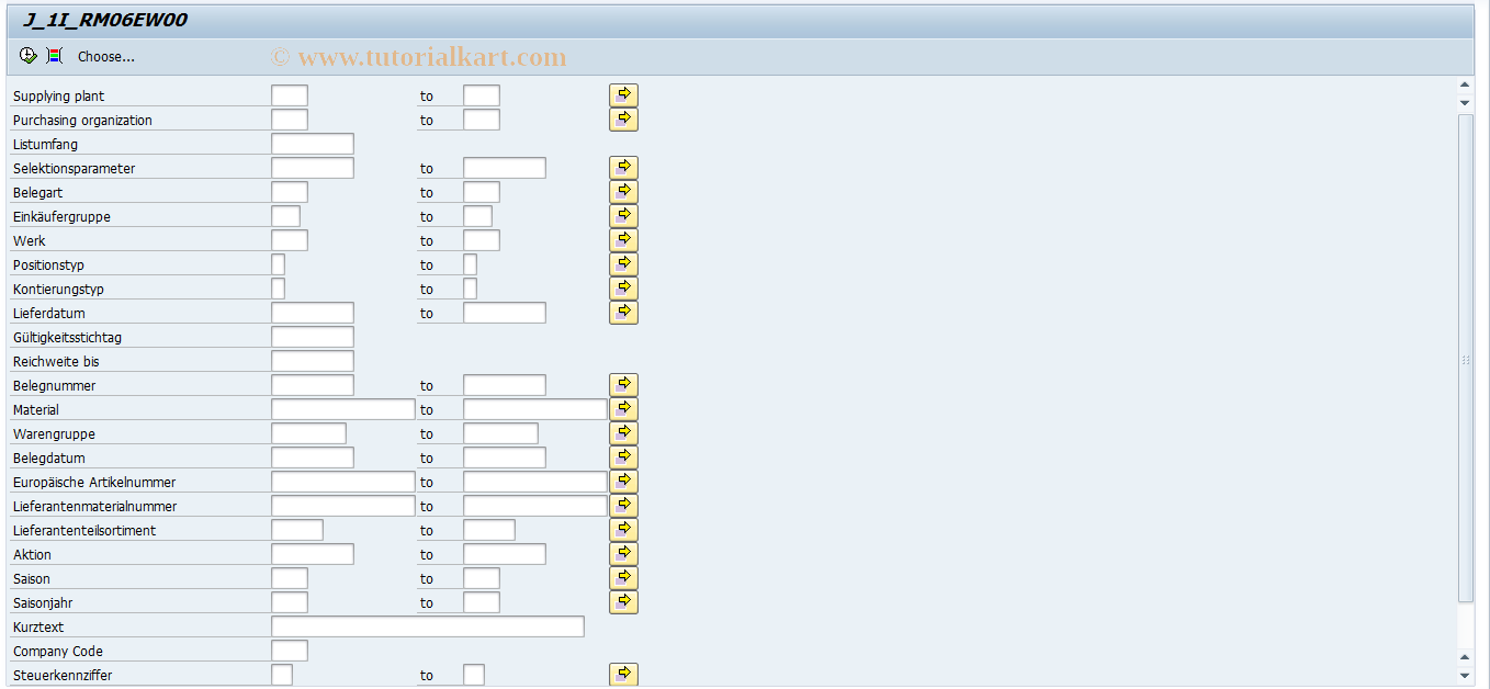 SAP TCode J1IME2W - Open Orders- PO & Scheduling Agrmnt