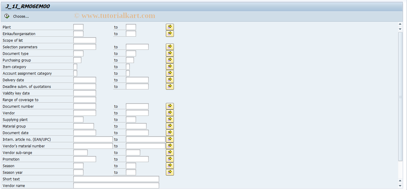 SAP TCode J1IME3M - Open Orders- Contract