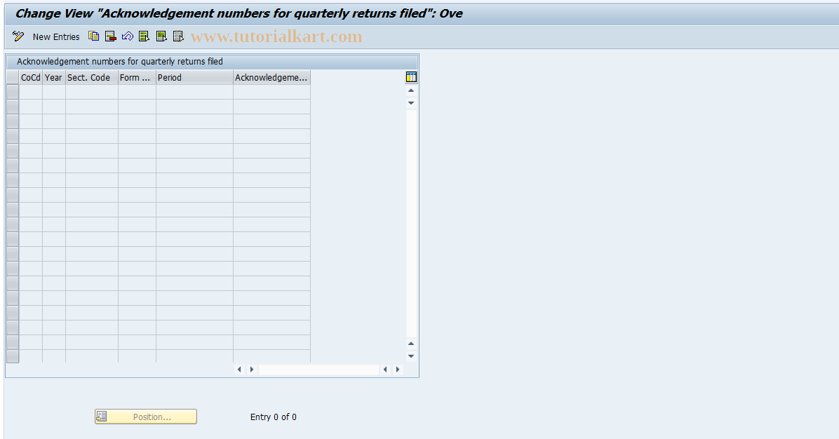 SAP TCode J1INACKN - Maintain Acknowledgement Numbers