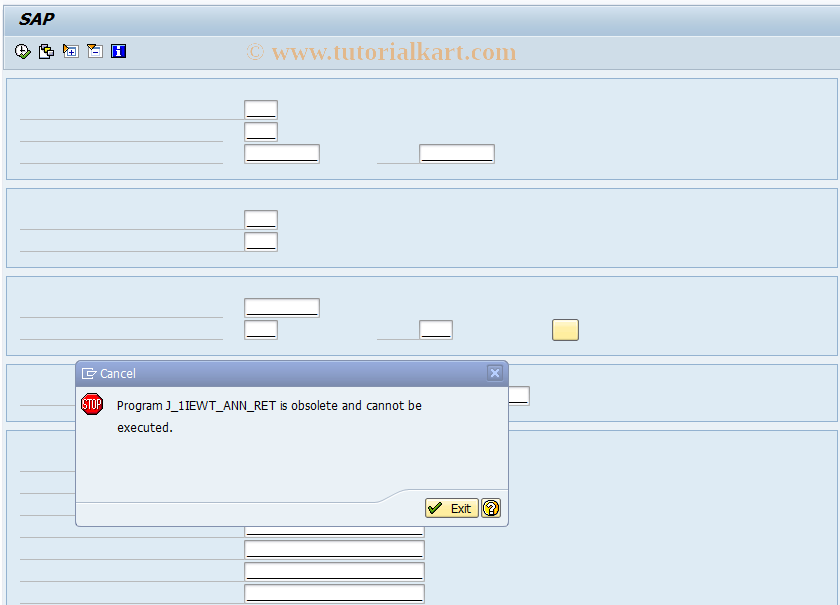 SAP TCode J1INAR - Annual Returns