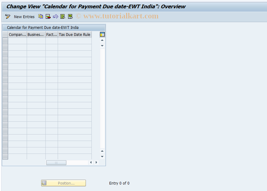 SAP TCode J1INCAL - Customizing for calendar Id