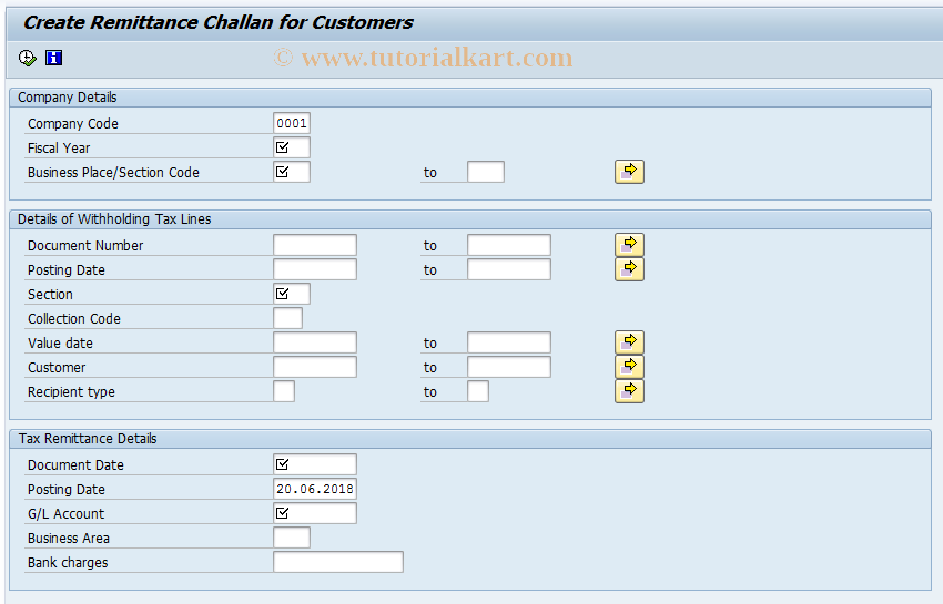 SAP TCode J1INCHLC - Challan Number Updation - Customers