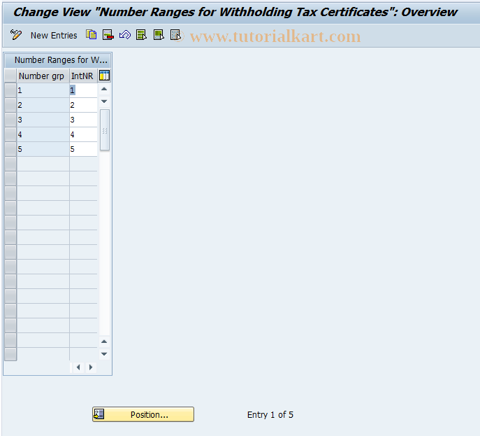 SAP TCode J1INCTNO - Certificate Numbers
