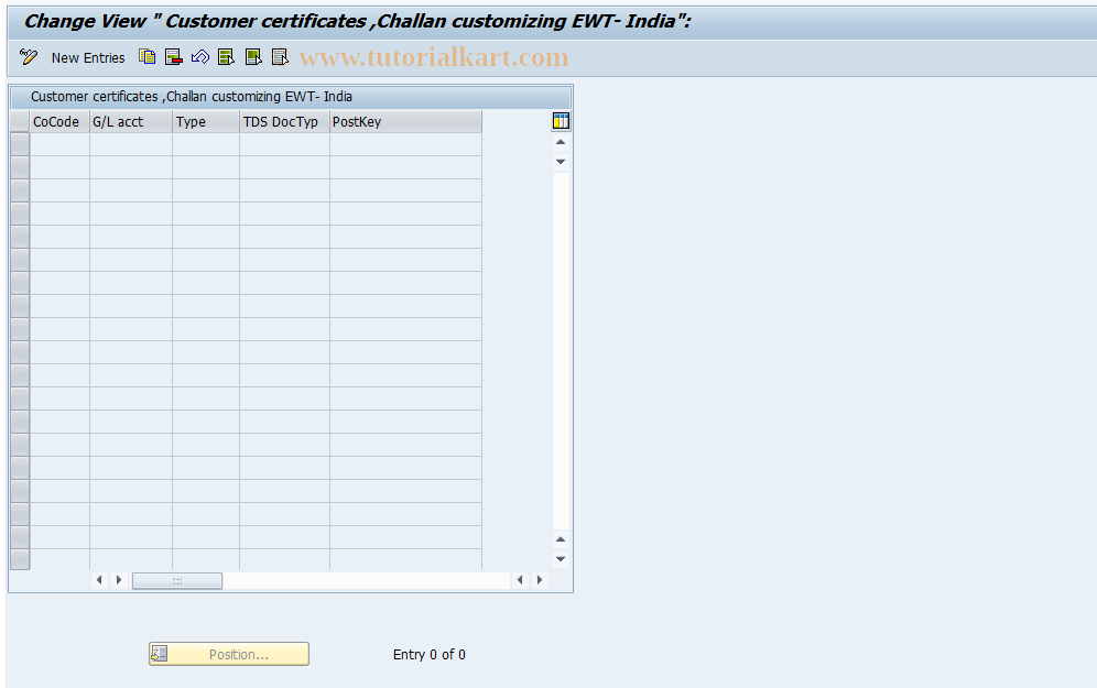 SAP TCode J1INCUS - Customizing for Customer Certificate