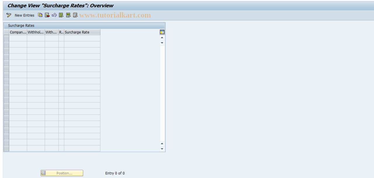 SAP TCode J1INSUR1 - Surcharge Table for EWT INDIA