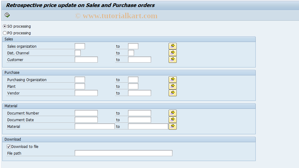 SAP TCode J1IO - Retrospective price amendments