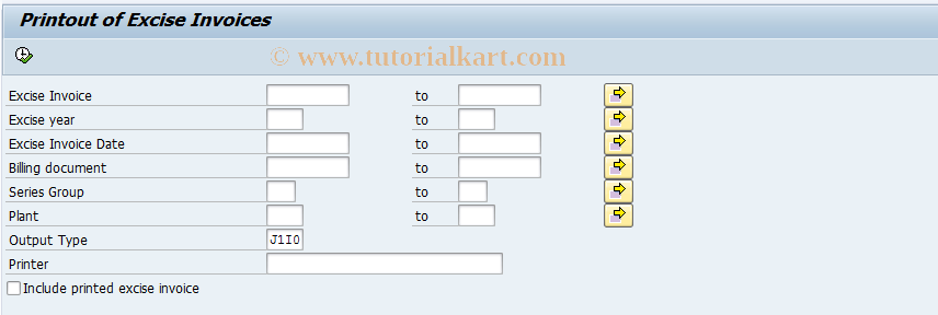 SAP TCode J1IP - Excise invoice print