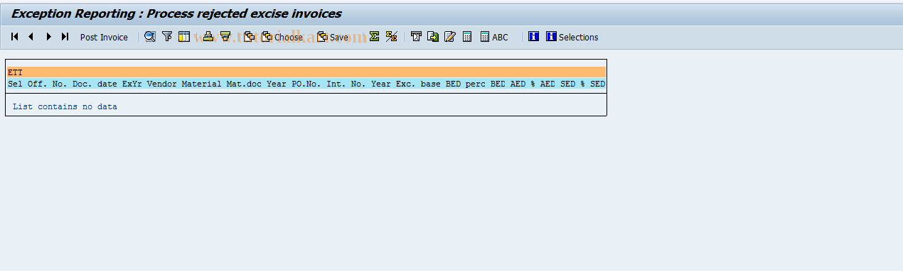 SAP TCode J1IREJECTION - Post rejected invoices