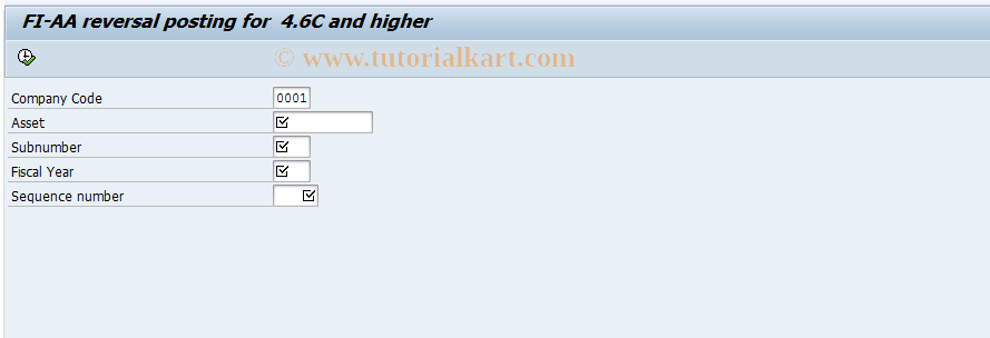 SAP TCode J1UFAB08 - FI-AA reversal documet posting 4.6C