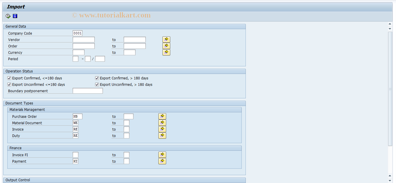 SAP TCode J1UFIMP - Import report