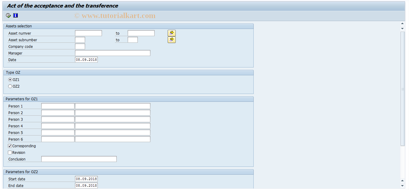 SAP TCode J1UF_OZ1 - OZ1