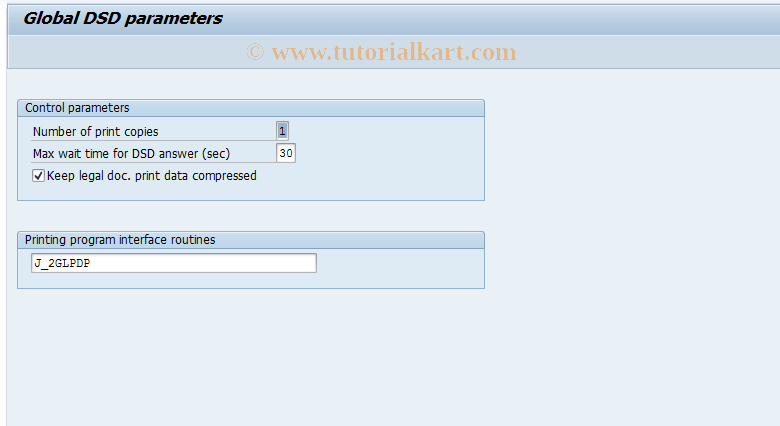 SAP TCode J2GLPGP - Global DSD Parameters