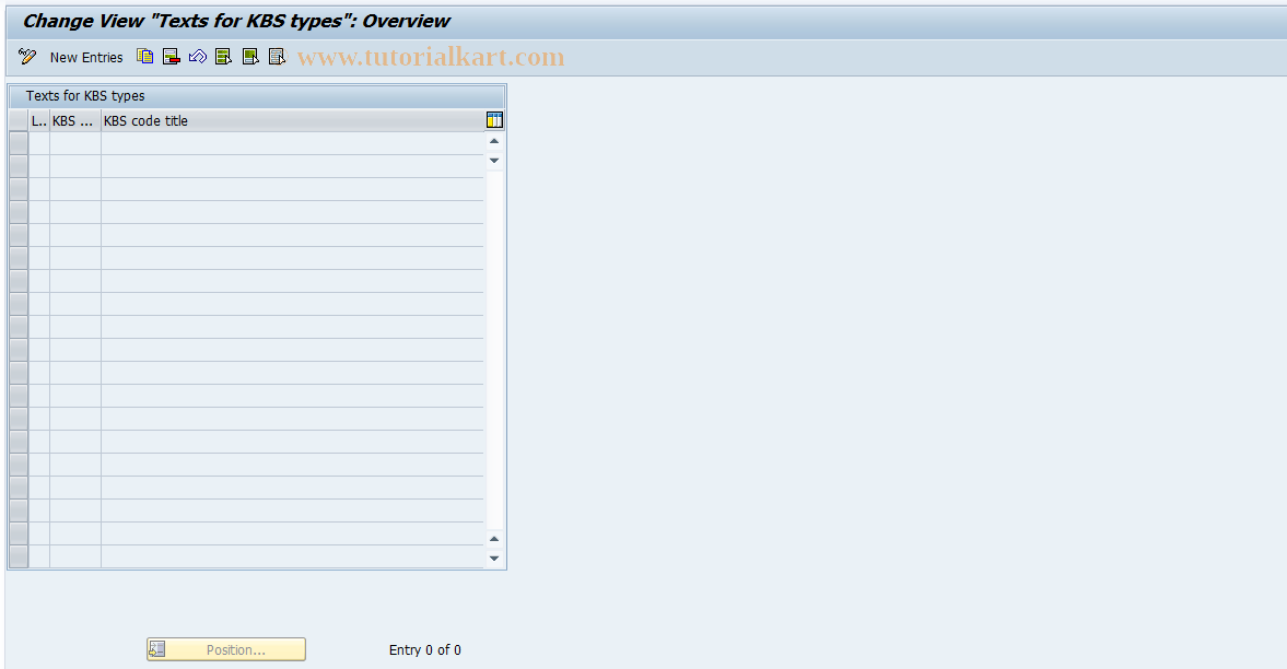 SAP TCode J2GLPKBSCODEST - KBS Codes texts