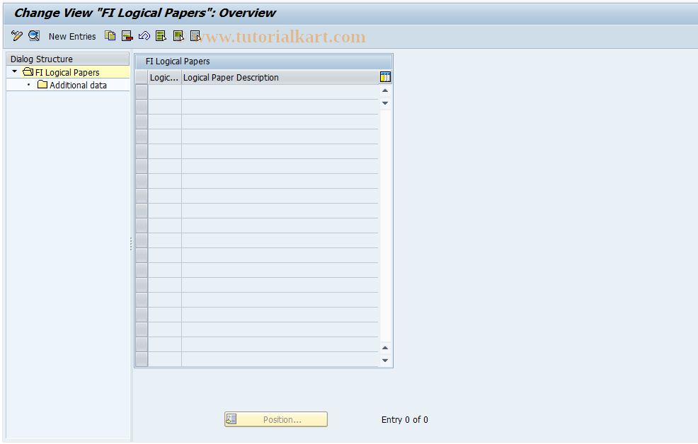 SAP TCode J2GLPLOGPAPERSFIV - Customize FI Logical Papers