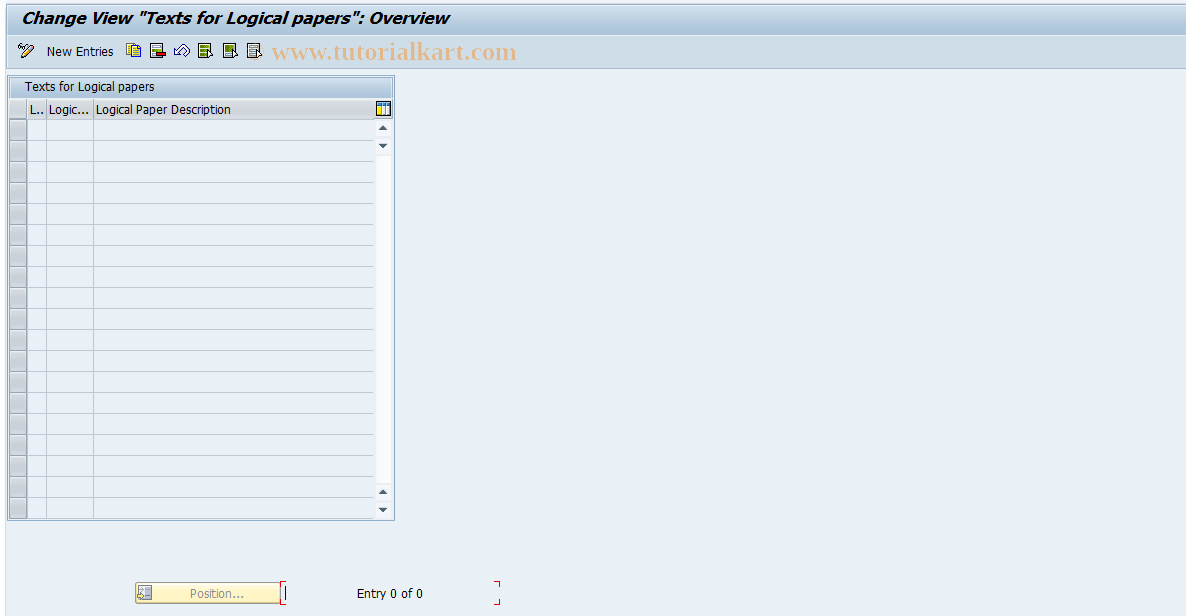 SAP TCode J2GLPLOGPAPERSTEXT - Logical Paper Texts