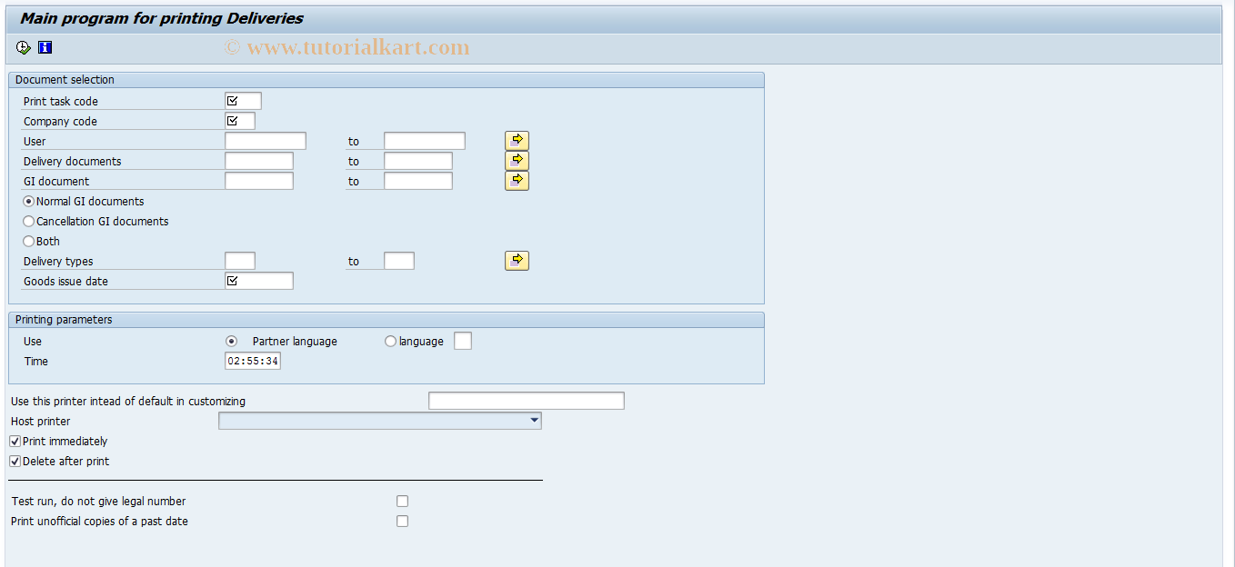 SAP TCode J2GLPPDL - SD Deliveries