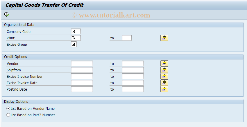 SAP TCode J2I8 - Avail.of subs credit for Cap Goods