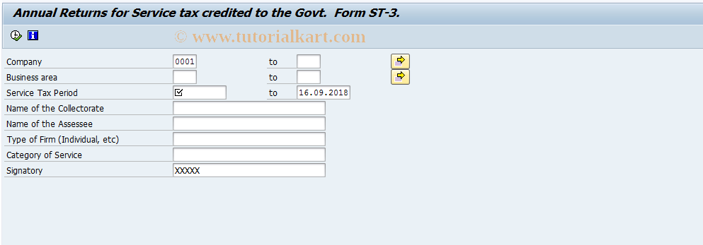 SAP TCode J2IC - Service tax returns