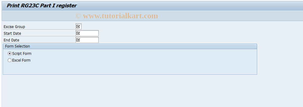 SAP TCode J2IRCP1 - Register RG23C part1