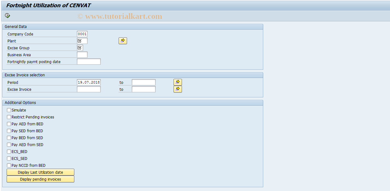 SAP TCode J2IU - Fortnightly Utilization