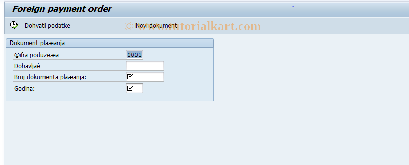 SAP TCode J3KNA14 - Foreign payment order