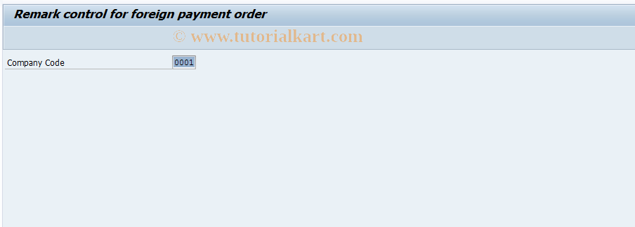 SAP TCode J3KNA14_PRIM - Remark control Foreign Payment Order