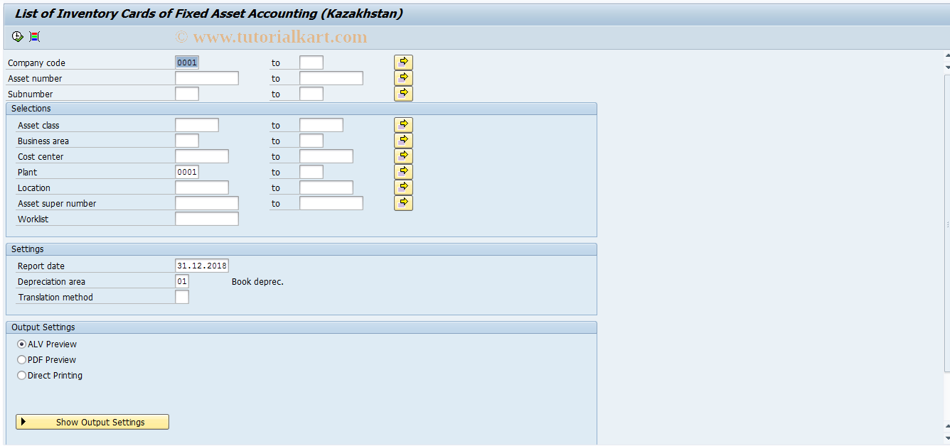 SAP TCode J5KFHLFOS6 - Inventory Cards of Fixed Assets