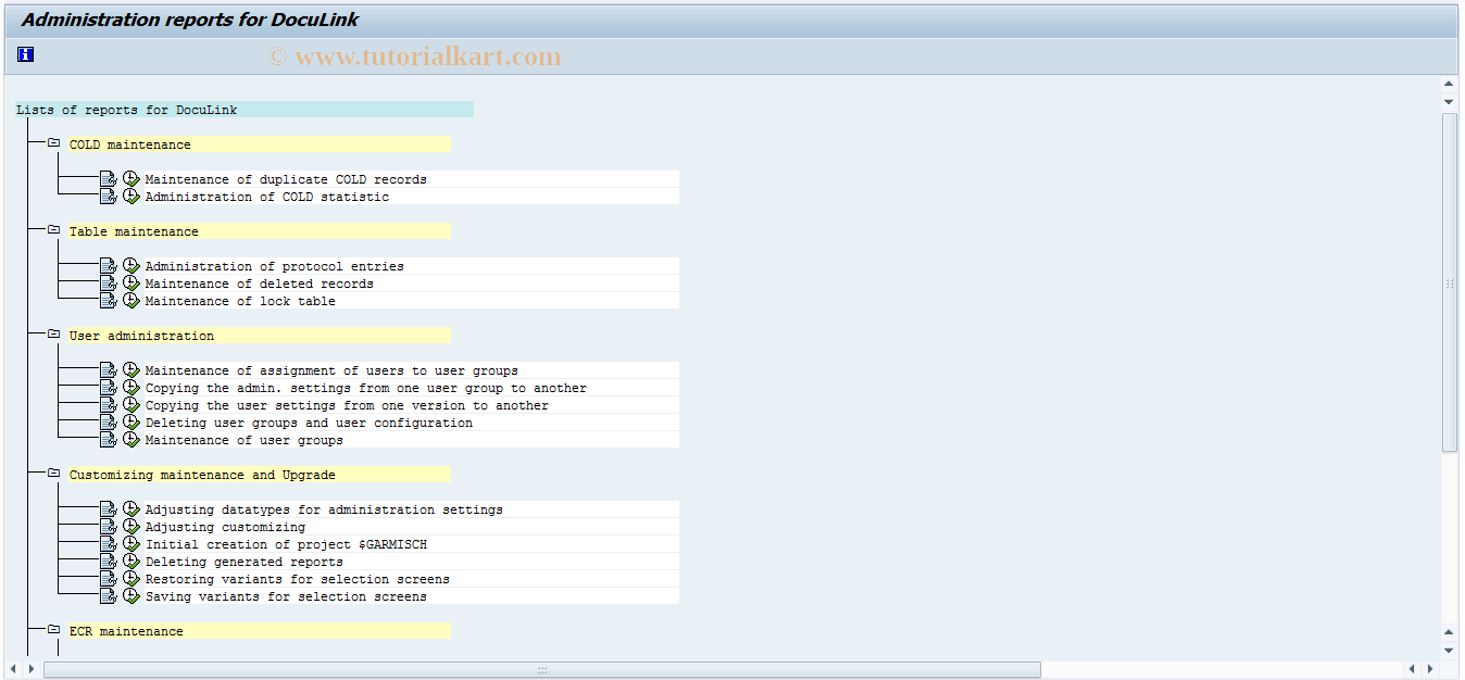 SAP TCode J6NA - DocuLink: Administration