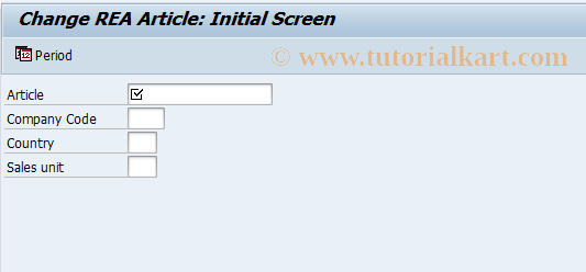 SAP TCode J7L2 - Change REA Article: Initial Screen