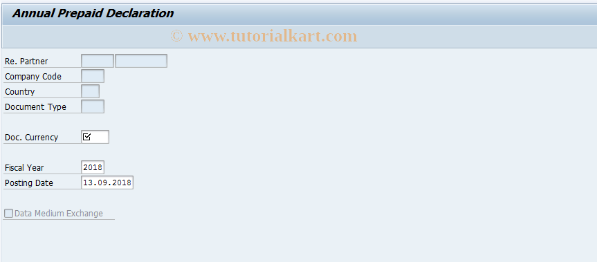 SAP TCode J7L4 - REA Annual Prepaid Declaration