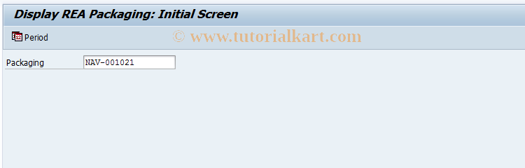 SAP TCode J7L7 - Display REA Packaging:Initial Screen