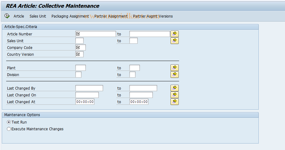 SAP TCode J7L9 - REA Article: Collective Maintenance