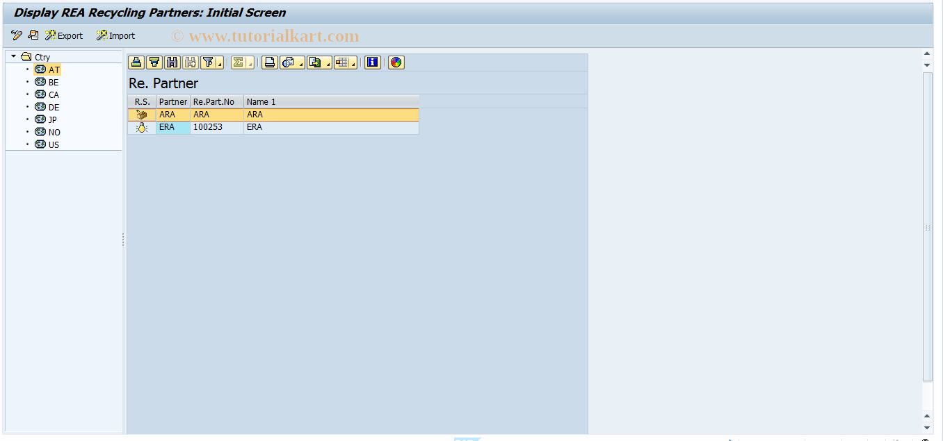 SAP TCode J7LE - REA Display Recycling Partners