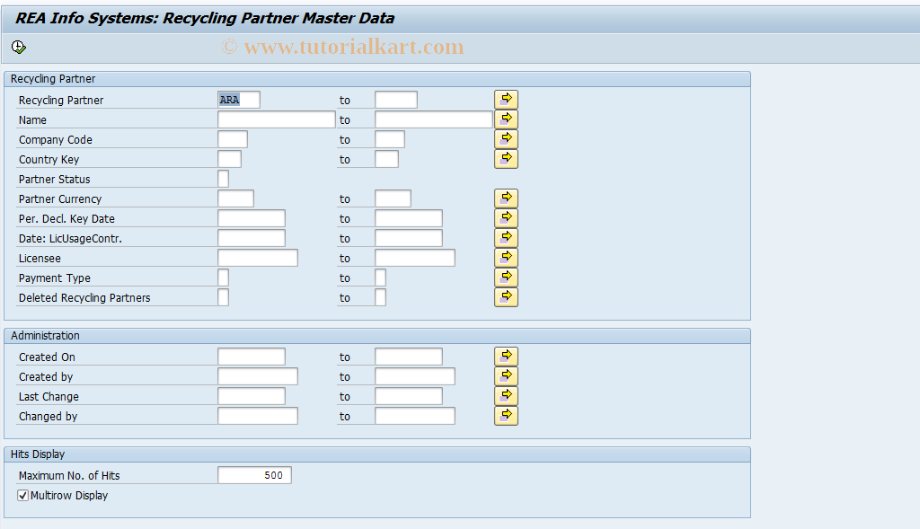 SAP TCode J7LISR - REA Infosystem Re.Partner Master