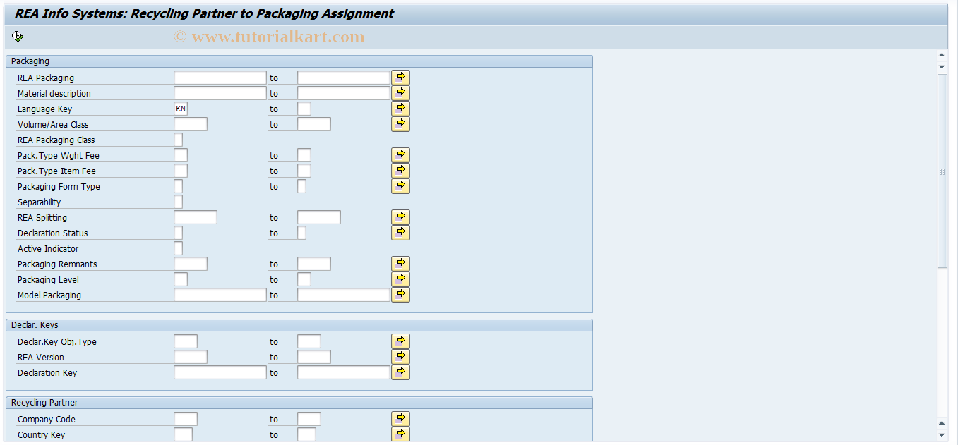 SAP TCode J7LIZRV - REA Info System RPart-Pack. Assignm.