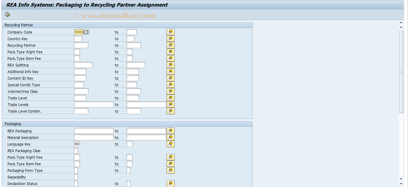 SAP TCode J7LIZVR - REA Infosystem Pack-R.Part.Assign.