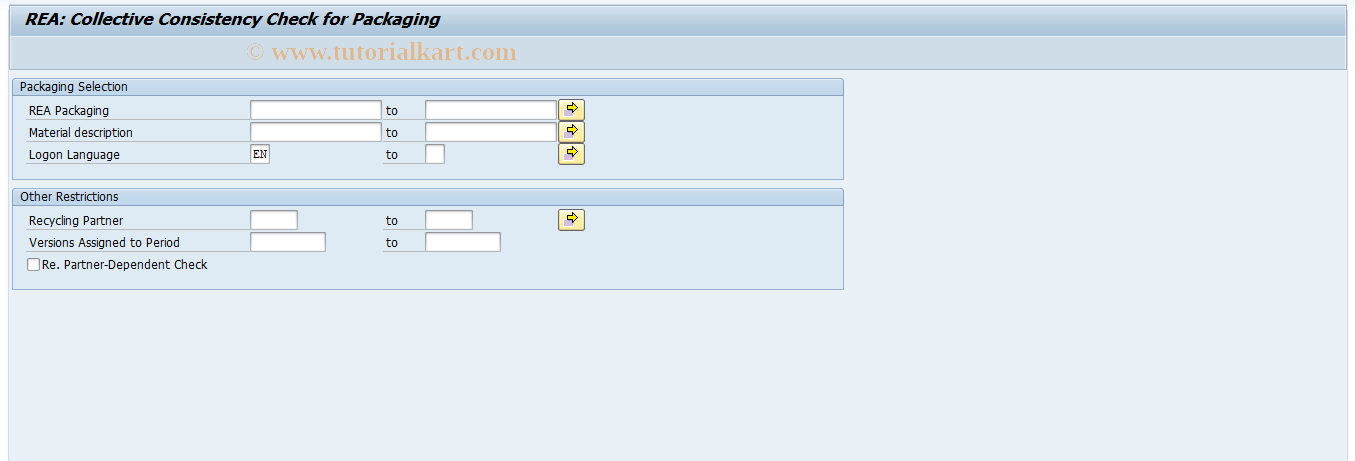 SAP TCode J7LKCV - Packaging Consistency Check