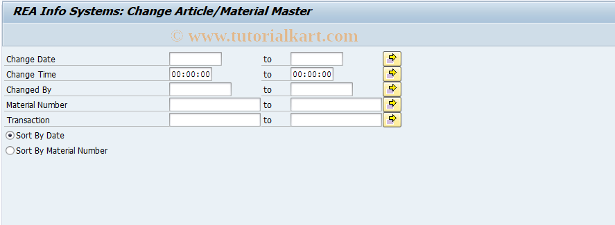 SAP TCode J7LM - REA Article Field Changes