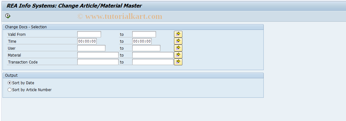 SAP TCode J7LMN - REA Article Field Changes