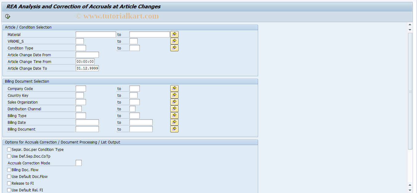 SAP TCode J7LRKR0 - REA Accruals Analysis/Correction