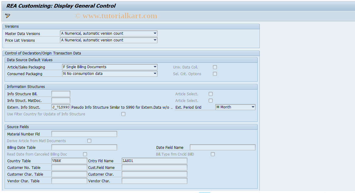 SAP TCode J7LRRE711000110 - IMG Activity: J_7L_REA_STEUERUNG