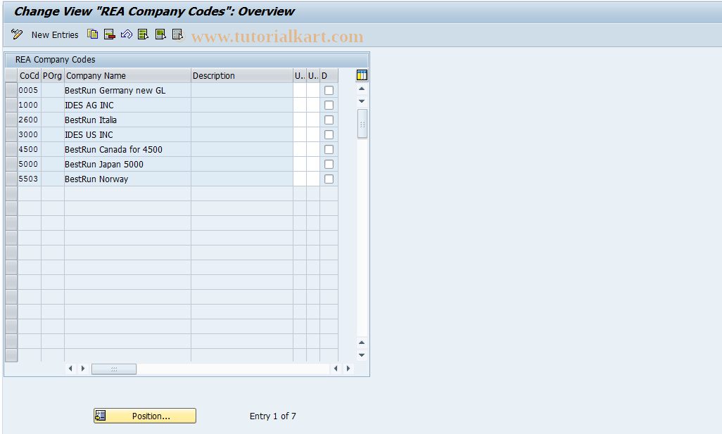 SAP TCode J7LRRE711000112 - IMG Activity: J_7L_REA_BUCHUNGSKR